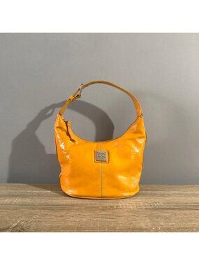 Dooney Bourke Yellow Patent Leather Hobo Bucket Shoulder Bag